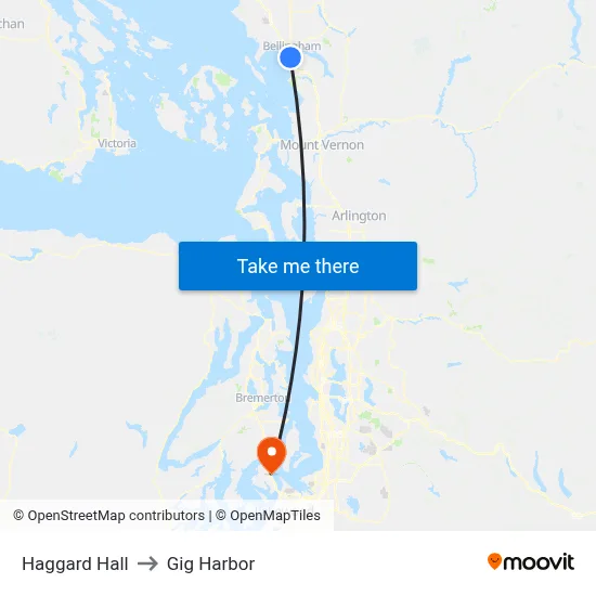 Haggard Hall to Gig Harbor map