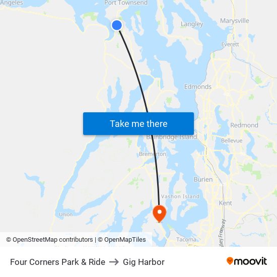 Four Corners Park & Ride to Gig Harbor map