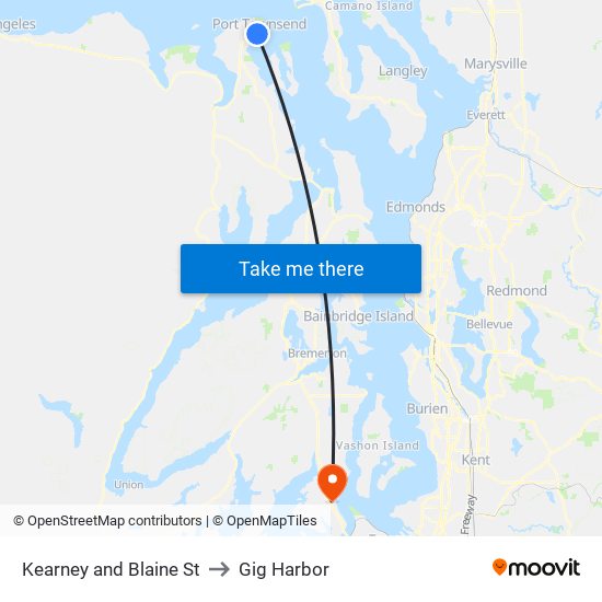 Kearney and Blaine St to Gig Harbor map