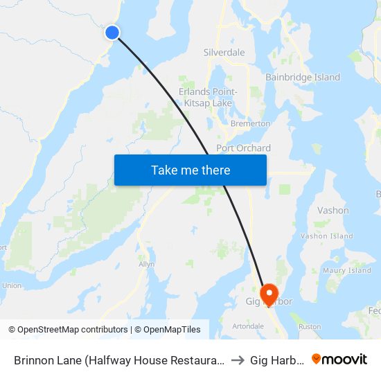 Brinnon Lane (Halfway House Restaurant) to Gig Harbor map