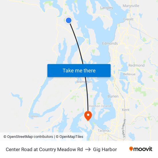 Center Road at Country Meadow Rd to Gig Harbor map