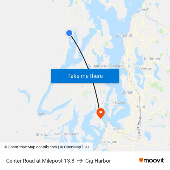 Center Road at Milepost 13.8 to Gig Harbor map