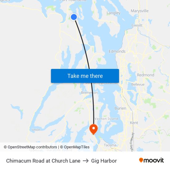 Chimacum Road at Church Lane to Gig Harbor map