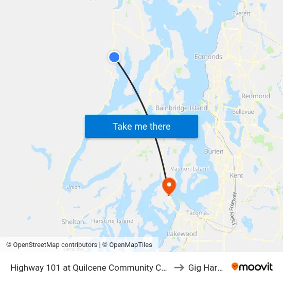 US 101 at Quilcene Community Center to Gig Harbor map