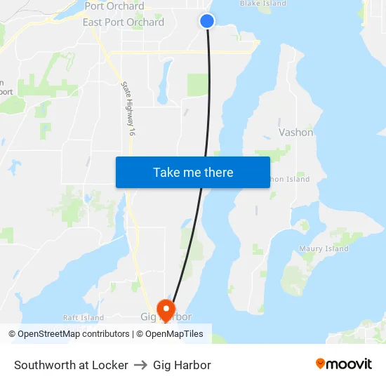 Southworth at Locker to Gig Harbor map