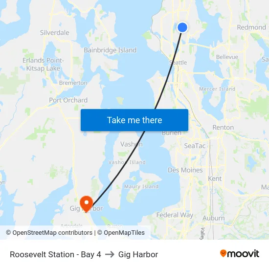 Roosevelt Station - Bay 4 to Gig Harbor map
