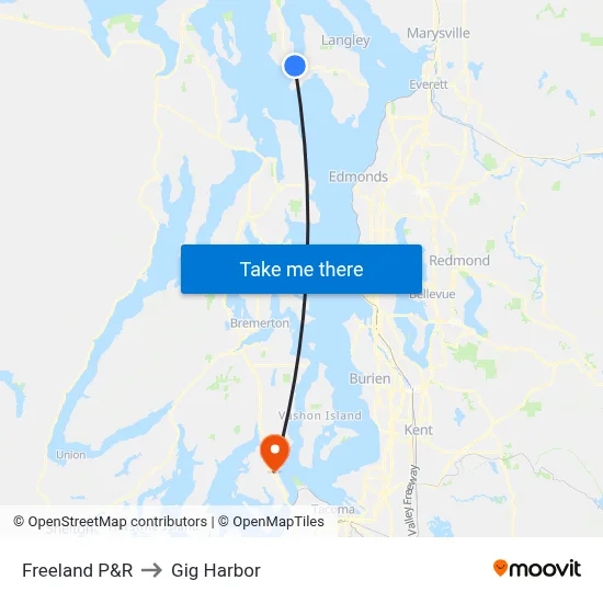 Freeland P&R to Gig Harbor map