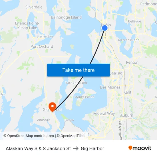 Alaskan Way S & S Jackson St to Gig Harbor map