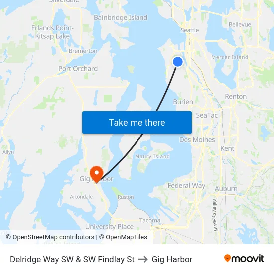 Delridge Way SW & SW Findlay St to Gig Harbor map