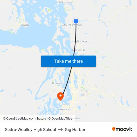 Sedro-Woolley High School to Gig Harbor map