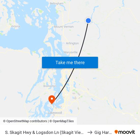 S. Skagit Hwy & Logsdon Ln (Skagit View Village) to Gig Harbor map