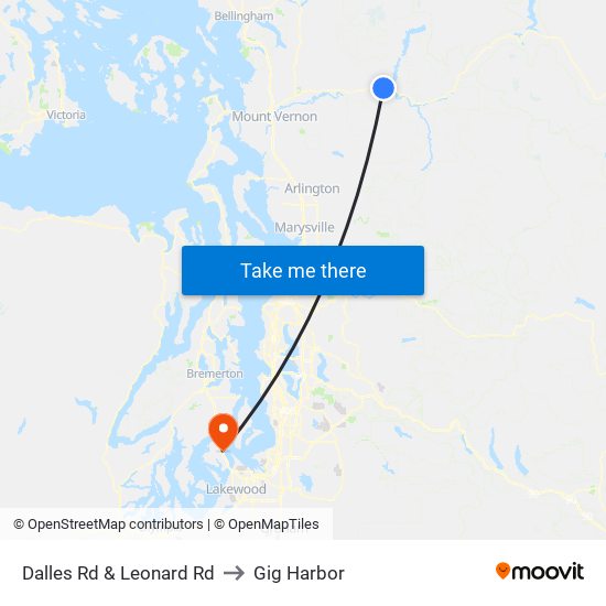 Dalles Rd & Leonard Rd to Gig Harbor map