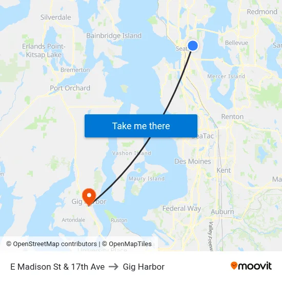 E Madison St & 17th Ave to Gig Harbor map