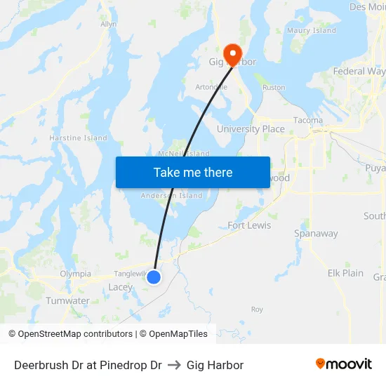 Deerbrush Dr at Pinedrop Dr to Gig Harbor map
