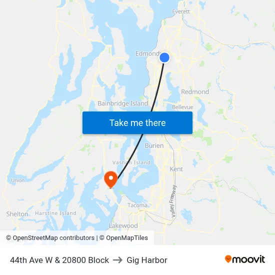 44th Ave W & 20800 Block to Gig Harbor map