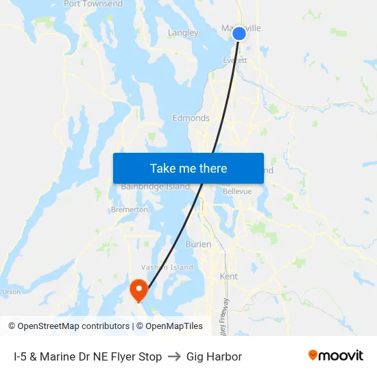 I-5 & Marine Dr NE Flyer Stop to Gig Harbor map