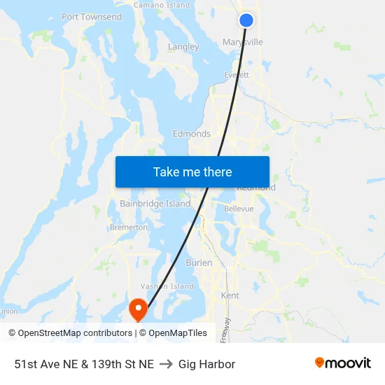 51st Ave NE & 139th St NE to Gig Harbor map