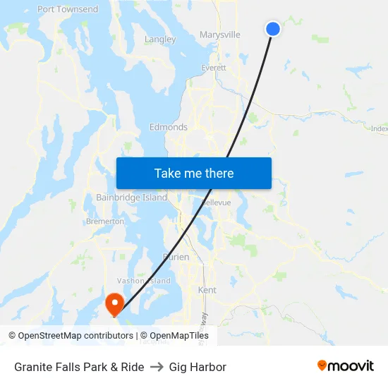 Granite Falls Park & Ride to Gig Harbor map