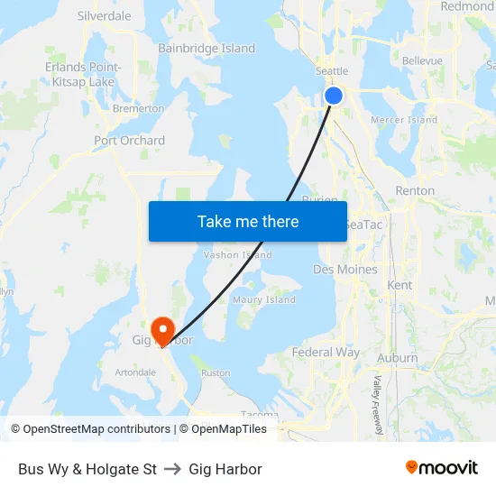 Bus Wy & Holgate St to Gig Harbor map