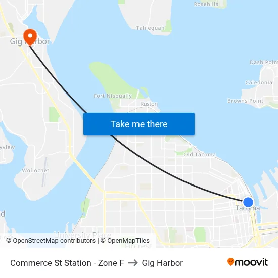 Commerce St Station - Zone F to Gig Harbor map