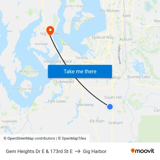 Gem Heights Dr E & 173rd St E to Gig Harbor map