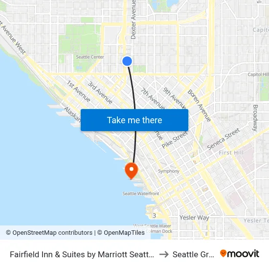 Fairfield Inn & Suites by Marriott Seattle Downtown/Seattle Center to Seattle Great Wheel map