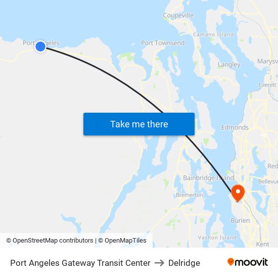 Port Angeles Gateway Transit Center to Delridge map