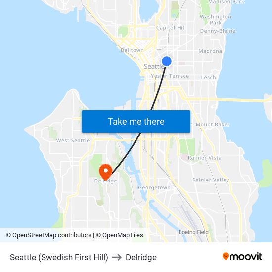 Seattle (Swedish First Hill) to Delridge map