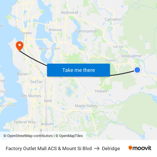 Factory Outlet Mall ACS & Mount Si Blvd to Delridge map