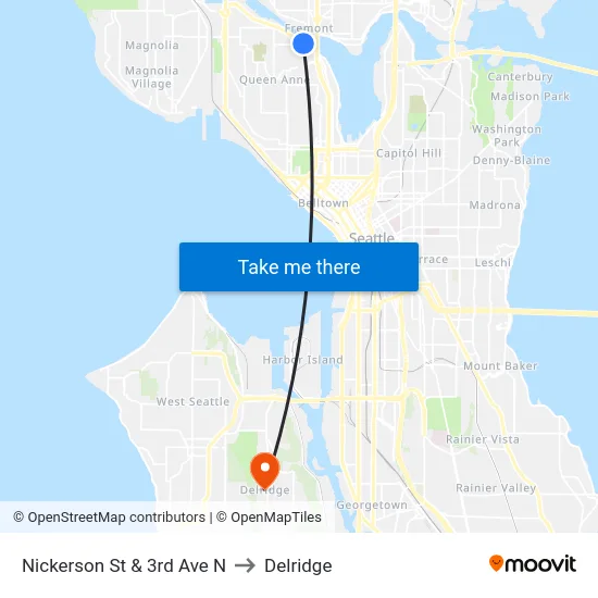 Nickerson St & 3rd Ave N to Delridge map