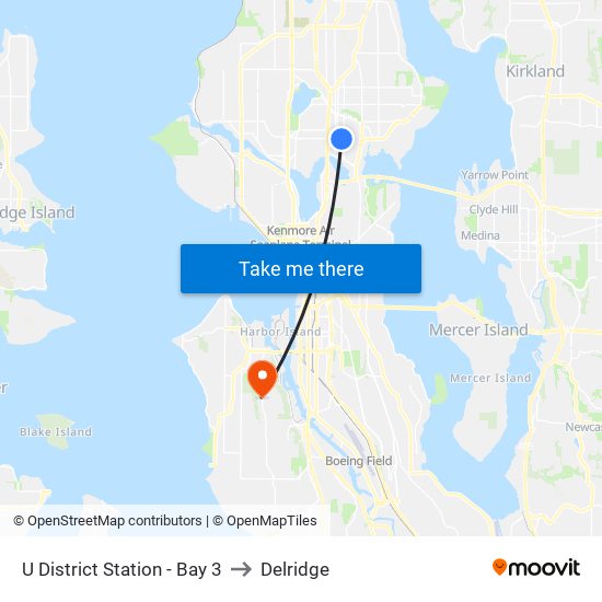 U District Station - Bay 3 to Delridge map