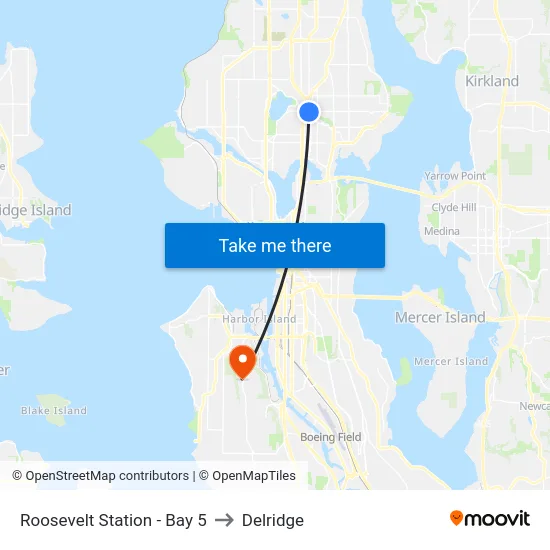 Roosevelt Station - Bay 5 to Delridge map