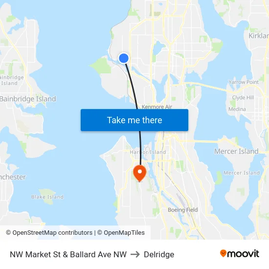NW Market St & Ballard Ave NW to Delridge map