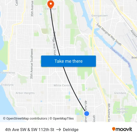 4th Ave SW & SW 112th St to Delridge map