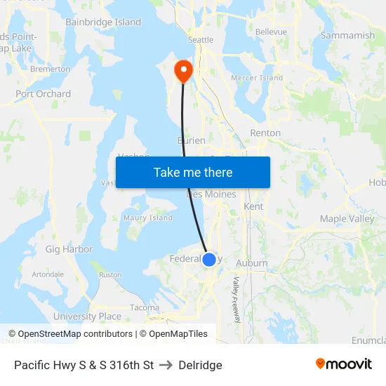 Pacific Hwy S & S 316th St to Delridge map