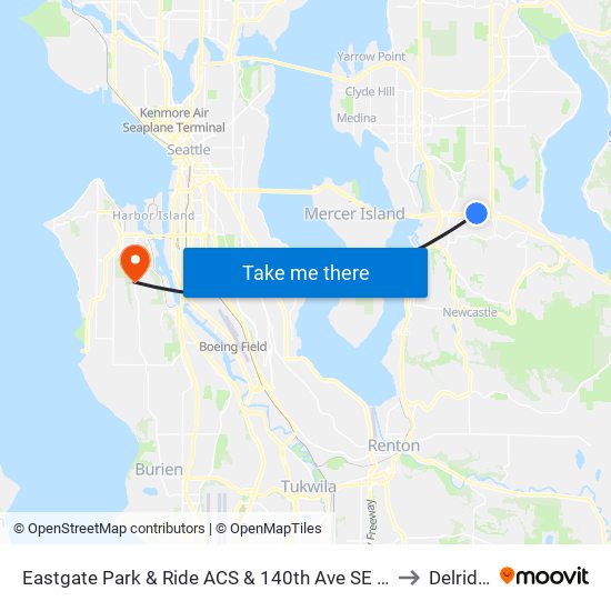 Eastgate Park & Ride ACS & 140th Ave SE - Bay 2 to Delridge map