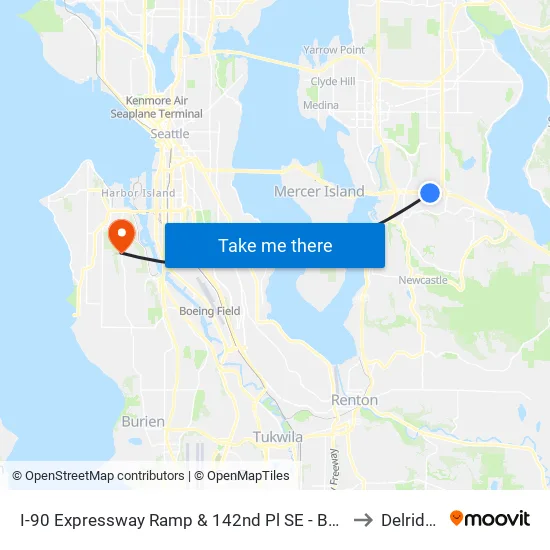 I-90 Expressway Ramp & 142nd Pl SE - Bay 3 to Delridge map