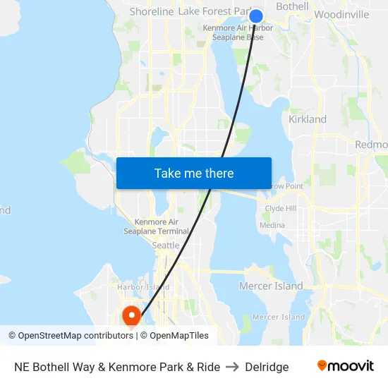 NE Bothell Way & Kenmore Park & Ride to Delridge map