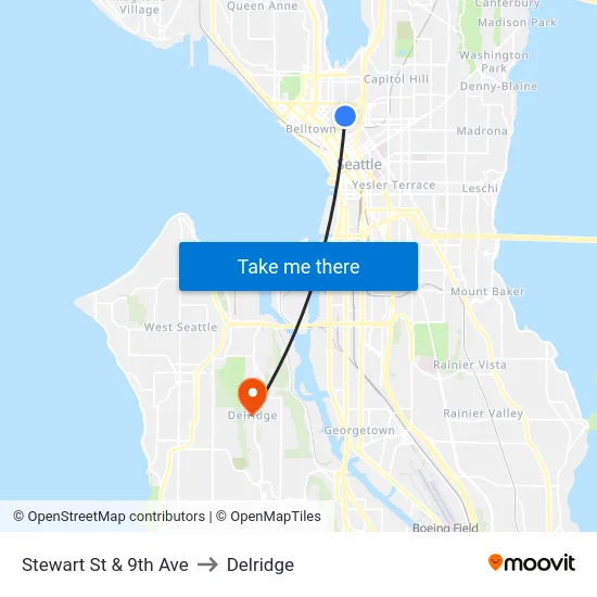 Stewart St & 9th Ave to Delridge map