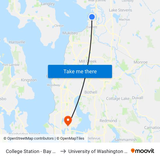 College Station - Bay D - NB to University of Washington Tower map