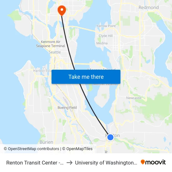 Renton Transit Center - Bay 5 to University of Washington Tower map