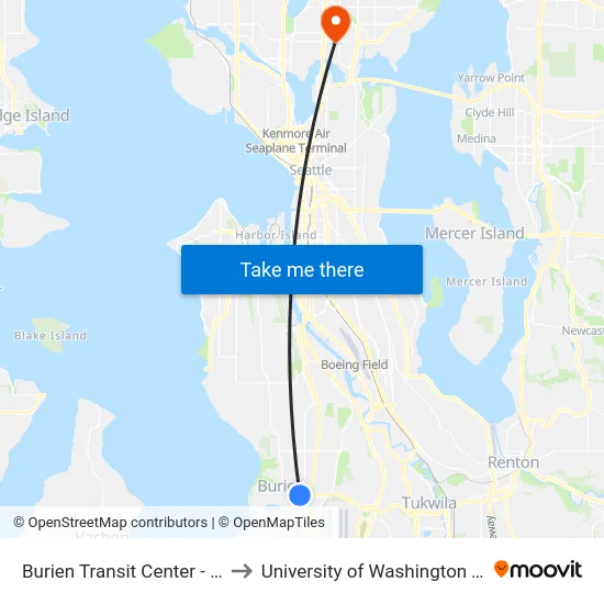 Burien Transit Center - Bay 5 to University of Washington Tower map