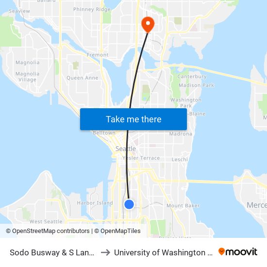 Sodo Busway & S Lander St to University of Washington Tower map