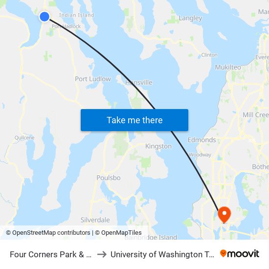 Four Corners Park & Ride to University of Washington Tower map