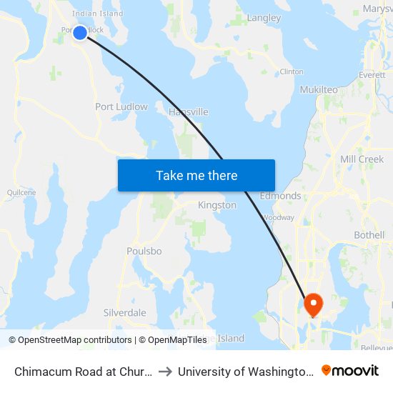 Chimacum Road at Church Lane to University of Washington Tower map