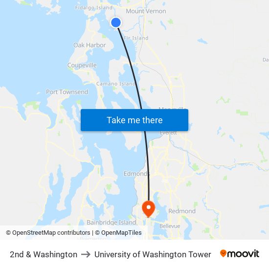 2nd & Washington to University of Washington Tower map
