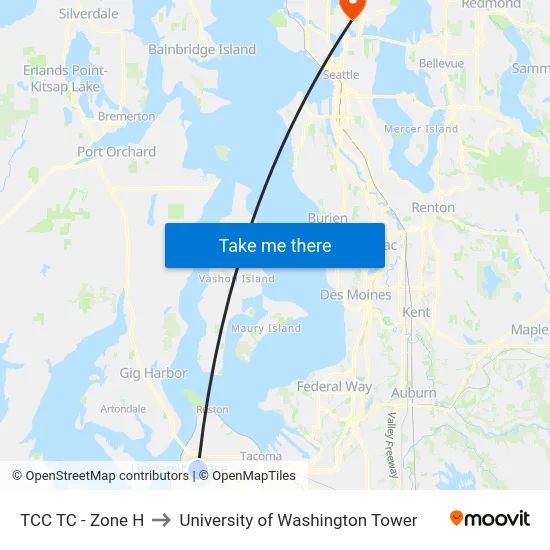 TCC TC - Zone H to University of Washington Tower map