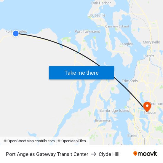 Port Angeles Gateway Transit Center to Clyde Hill map