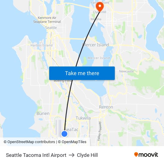 Seattle Tacoma Intl Airport to Clyde Hill map