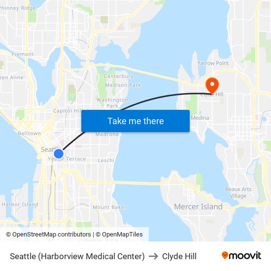 Seattle (Harborview Medical Center) to Clyde Hill map